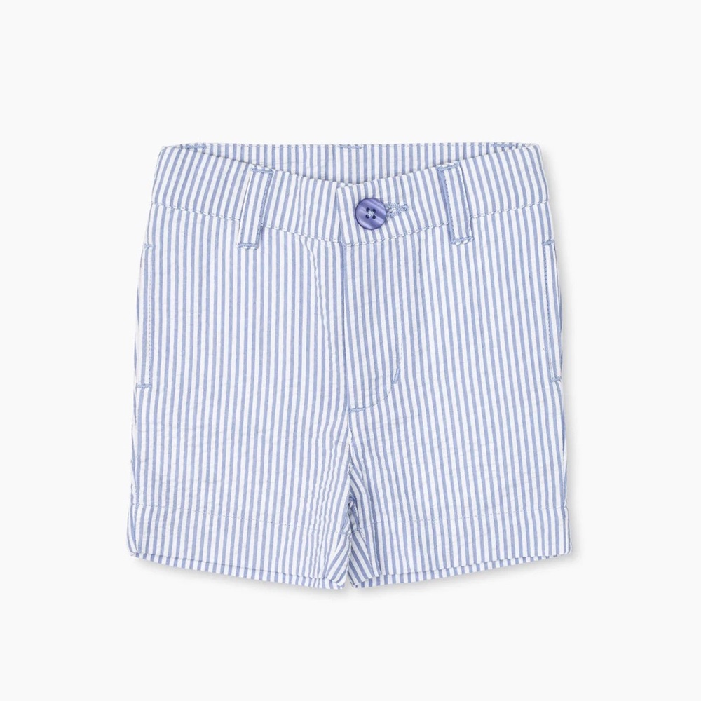 Monica + Andy Blue Seersucker Shorts - 3-6M